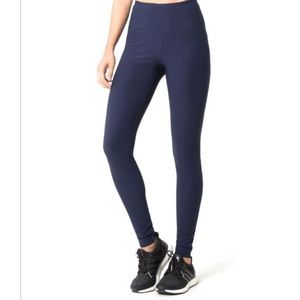 MPG Navy Revitalize High Waist Leggings cut to length.